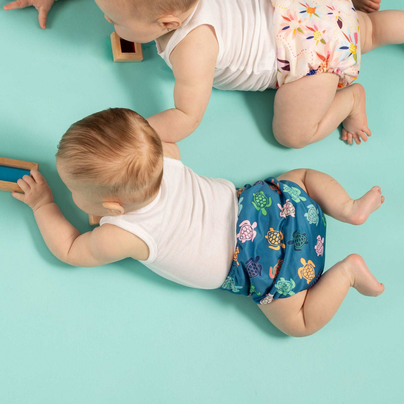 Babies with cloth nappies 