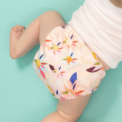 Cloth nappy with Australian floral print