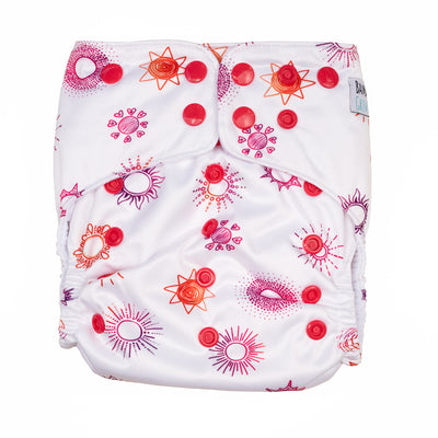 Cloth nappy with sun pattern