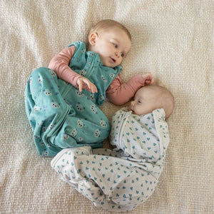 babies wearing bamboo sleeping bags