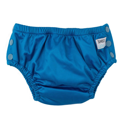 Blue reusable swim nappy for baby boys