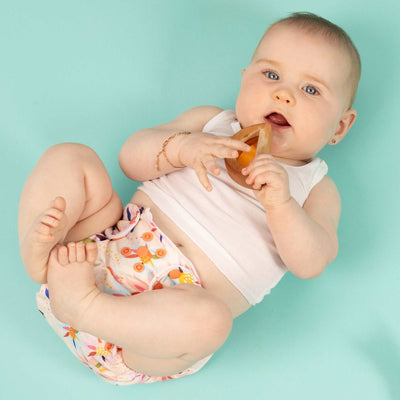 Australian cloth nappy with wild flower print