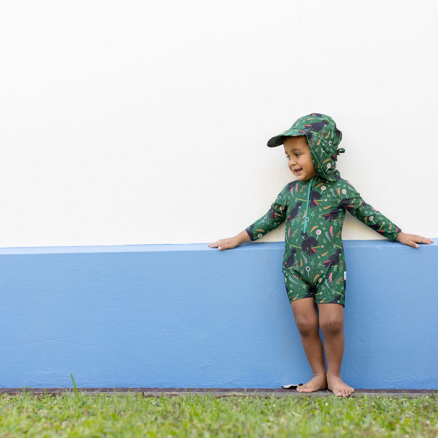 Long-Sleeve Swimwear and Hat Set