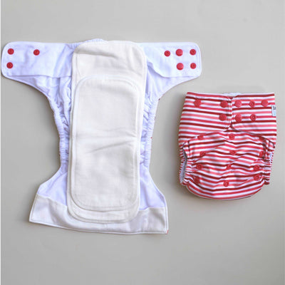Inside of Modern Cloth Nappy with 2 bamboo-cotton inserts
